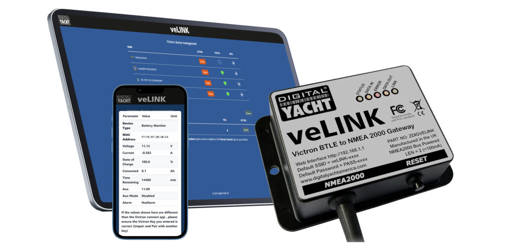 Digital Yacht präsentiert veLINK, die Bluetooth Schnittstelle zwischen Victron Energy und dem NMEA 2000-Netzwerk